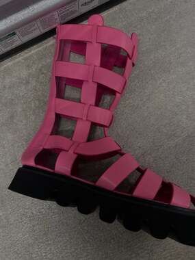 Lemon Drop by Privileged Shiloh Pink Gladiator Platform Sandals